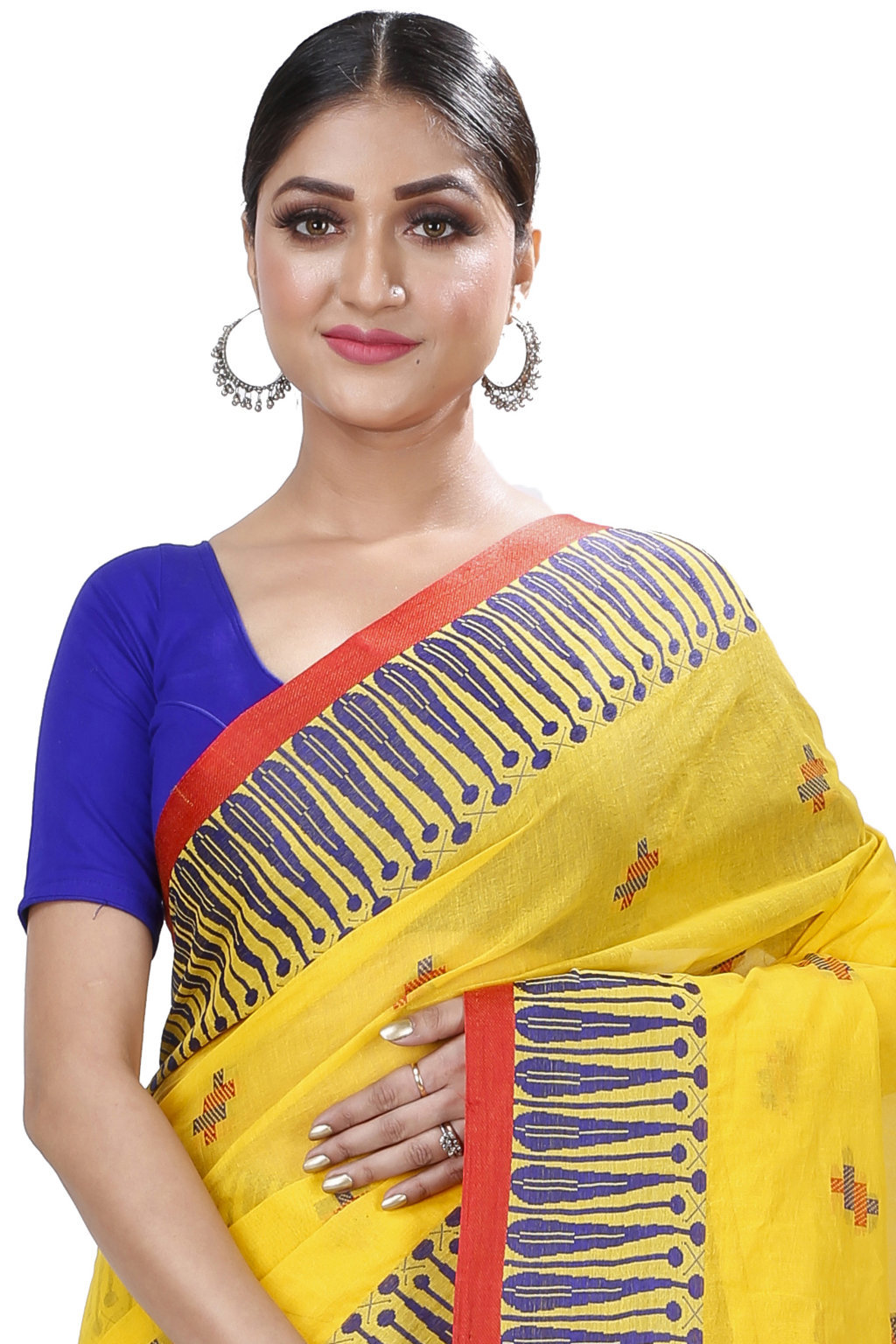 Yellow Pure Cotton Simar Tant Saree (1036)
